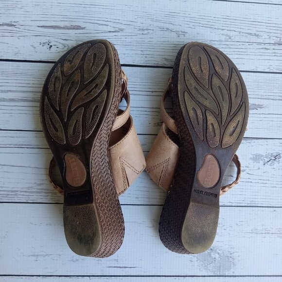 BORN Wedge Toe Loop Sandals Brown Braided Leather Womans 6 - Picture 6 of 10